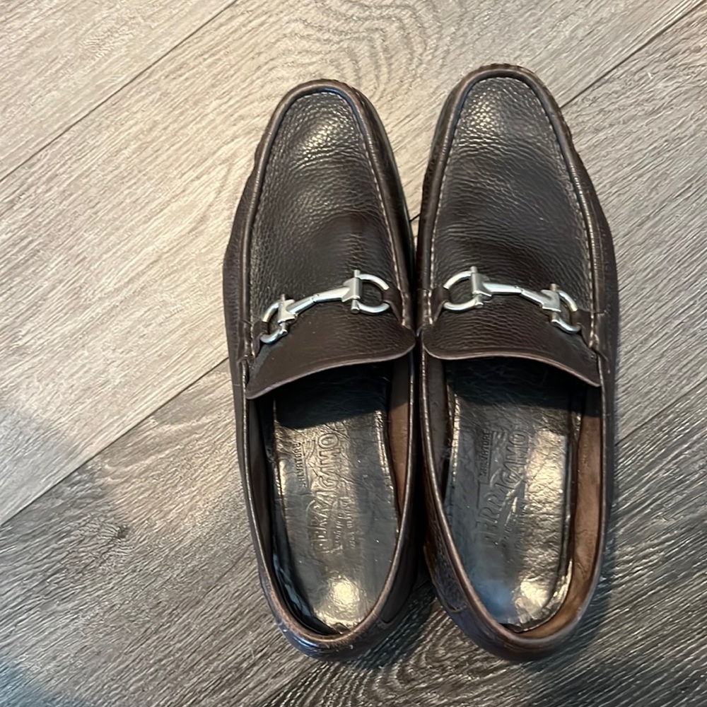 Used salvatore ferragamo mens shoes in size 10 1/2 in color brown